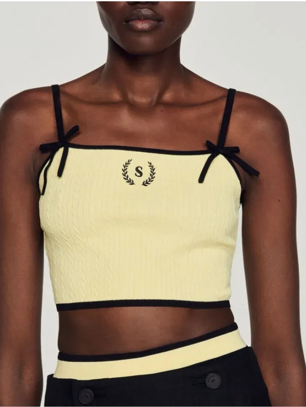 Sandro Yellow Knit Cropped Camisole